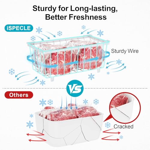 iSPECLE Freezer Organizer - Small Storage Baskets for 7 Cu.Ft, 3 Pack - color: 3-Pack White