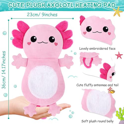 Pink Axolotl Microwave Heating Pad for Cramps Period & Pain Relief - style: Pink Axolotl