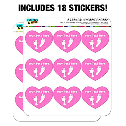 Personalized Custom 1 Line Baby Feet on Pink Shower Heart Shaped Planner - color: Clear