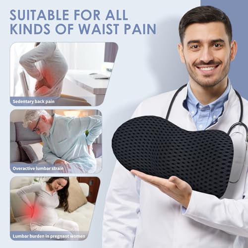 kasney Lumbar Support Pillow for Office Chair, Back Pillow, Black - color: Black