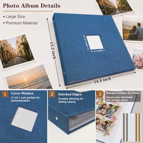 12"x12" DIY Scrapbook Photo Album with 80 Pages 40 Plastic Sleeves Navy - color: Navy