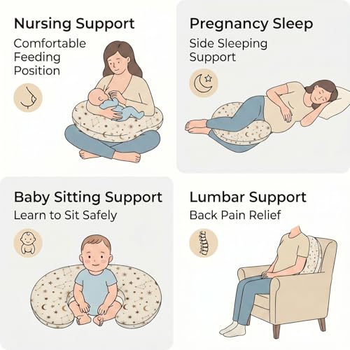 Nursing Pillow and Body Positioner for Breast Feeding and Bottle Feeding, Ultra Soft Breastfeeding Pillows with Removable Pillow Cover (Golden Galaxy) - color: Golden Galaxy