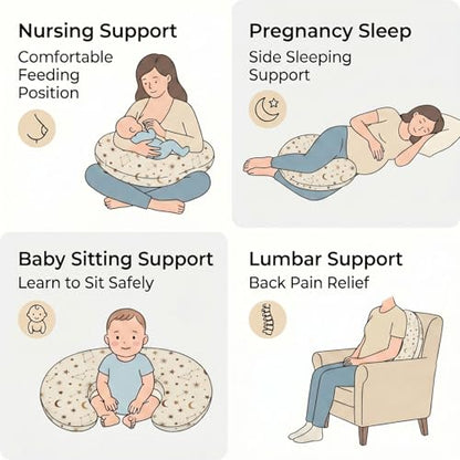 Nursing Pillow and Body Positioner for Breast Feeding and Bottle Feeding, Ultra Soft Breastfeeding Pillows with Removable Pillow Cover (Golden Galaxy) - color: Golden Galaxy