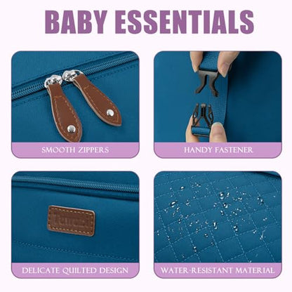 Tuwubi Diaper Bag Tote,Baby Diaper Bag with Pacifier Case - color: Teal, size: Medium