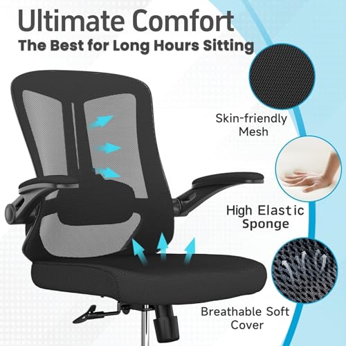 Ergonomic Office Chair - 350LB Comfy Desk Chairs with Lumbar Back Support, Mesh Computer Chairs with Wheels and Arms for Home Office, Study (Black-Without Headrest) - color: 669black-without Headrest