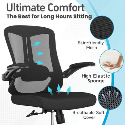 Ergonomic Office Chair - 350LB Comfy Desk Chairs with Lumbar Back Support, Mesh Computer Chairs with Wheels and Arms for Home Office, Study (Black-Without Headrest) - color: 669black-without Headrest