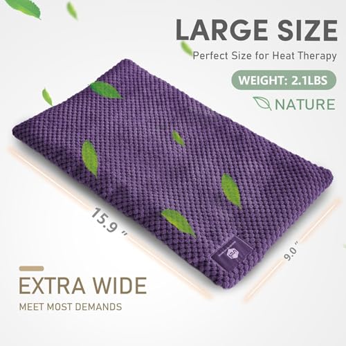 UNCN Wide Microwave Heating Pad with Washable Cover 9.5 x 16in Microwavable - color: Dark Purple