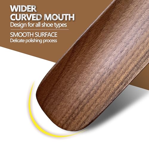 Myluxi Wooden Shoe horn Long Handle for Seniors,23.6in Shoe Helper - color: Black-walnut
