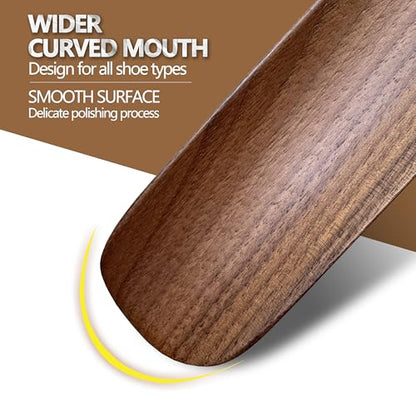 Myluxi Wooden Shoe horn Long Handle for Seniors,23.6in Shoe Helper - color: Black-walnut