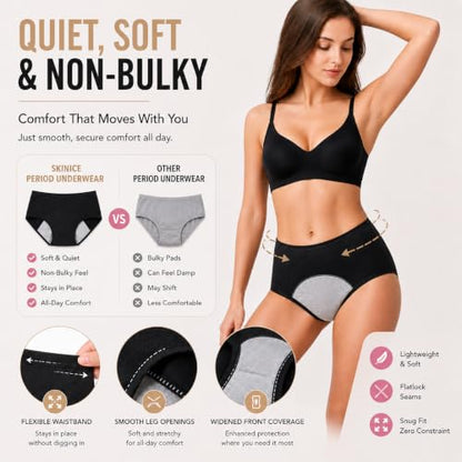 Leak Proof Period Underwear for Women Cooling Mesh Menstrual Panties Mid Waist Athletic Backup Briefs Multi-Pack - color: Essentials 4-pack, size: X-Large