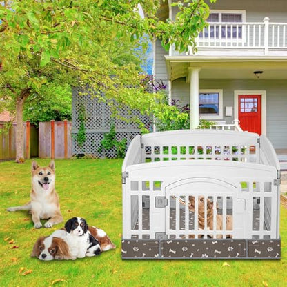 Marsui Dog Playpen Bottom Pad, Grey, Dog Paw Bone Print - color: Grey, style: Dog Paw Bone Print