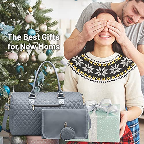 LOVEVOOK Diaper Bag Tote with Pacifier Case and Changing Pad, Large Capacity Mommy Bag for Hospital and Weekender Travel, Functional Baby Bag Newborn Baby Essential, Grey - color: Grey