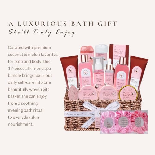 Gift Baskets for Women, Spa Gifts for Women, 17pcs Coconut Spa Gift Set