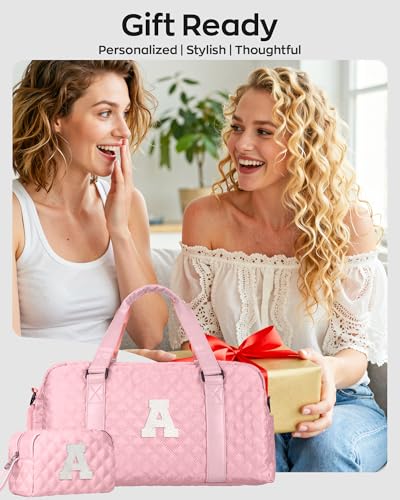 Womens Birthday Gifts, Initial Travel Duffel Bag, 20th 21st Birthday Gifts - color: off whtie, style: N