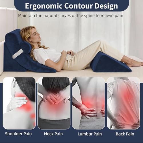 Wedge Pillow Set for After Surgery,Navy,4PCS-22 - color: Navy, size: 4PCS-22''