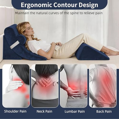 Wedge Pillow Set for After Surgery,Navy,4PCS-22 - color: Navy, size: 4PCS-22''