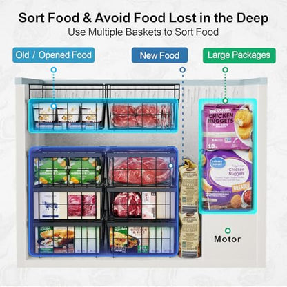 iSPECLE Deep Freezer Organizer Bins for 10 to 20 Cu.Ft, 3 Pack Stackable & Hanging Baskets, Expandable Metal Wire Storage System, Fits 17.5"-22.6" Width, Chest Freezer Only, Black - style: 3 Pcs-Black