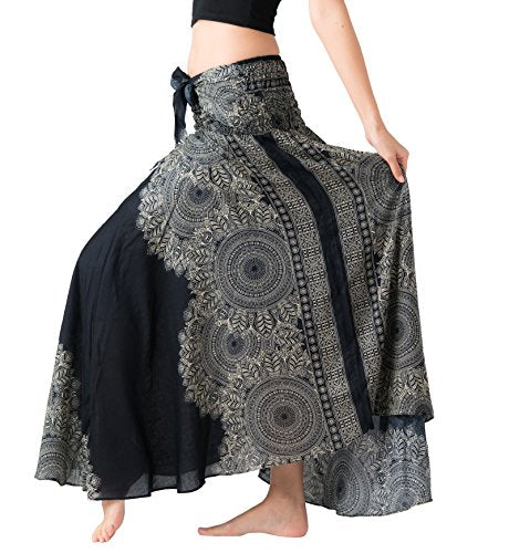 Long Skirts for Women Maxi Boho Skirt - color: Hippierose Black, size: 16-20 Plus