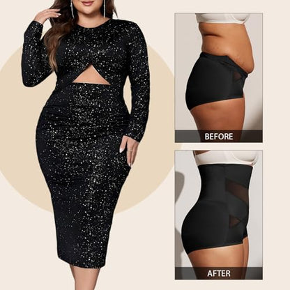 MOVWIN Plus Size Shapewear Tummy Control Underwear Girdle For Women - color: Black, size: 4X-Large