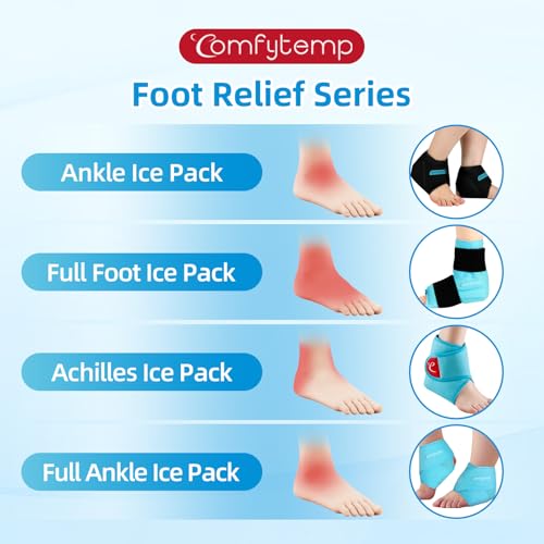Comfytemp Ankle Ice Pack Wrap for Sprained Ankles, Plantar Fasciitis, 2pcs - color: Black, size: Standard