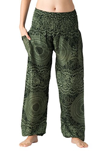 B BANGKOK PANTS Boho Harem Pants Women - color: Blossom Green, size: One Size