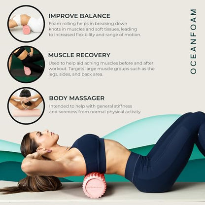 Oceanfoam Tidal Roller - Muscle Massage Foam Roller for Exercise (Blush) - color: Blush