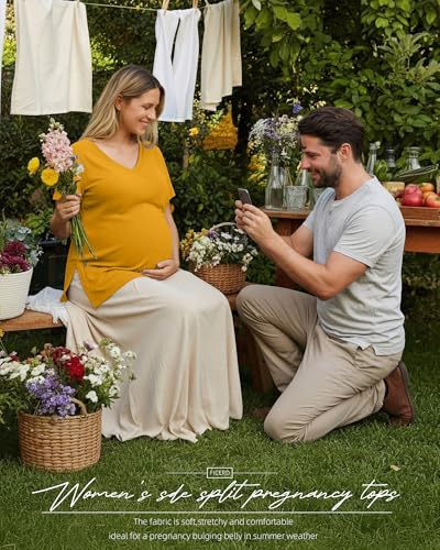 Ficerd 3 Pack Women's Maternity Shirts - color: Navy Blue, Pure Yellow, Pure Red, size: Large