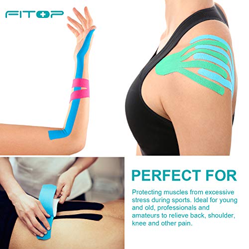 Elastic Kinesiology Tape 4 Rolls Uncut Multipack (Beige/Blue/Pink/Black)