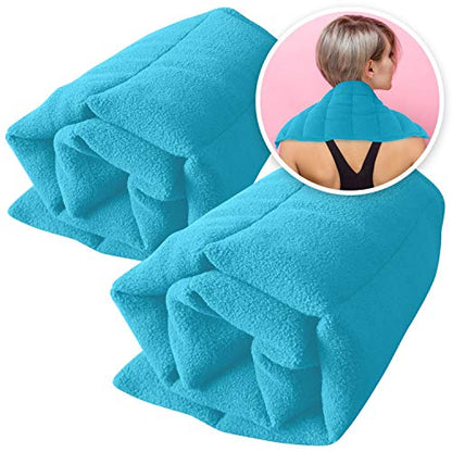 Microwavable Heating Pads Release Moist Heat for Back Pain, 7x22”, 2 Pieces - color: Teal
