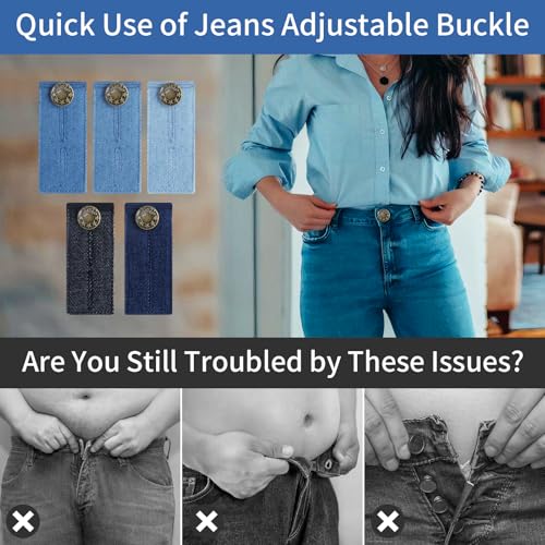 5 Pcs Denim Pants Extender,Waistband Extender for Pants,Jeans(5 Colors)