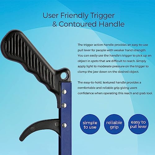 Sammons Preston Reacher, Grabber Tool, Trash Pickup, 26", 2-Pack, Blue - color: 26" Standard, Blue, size: 2 Pack