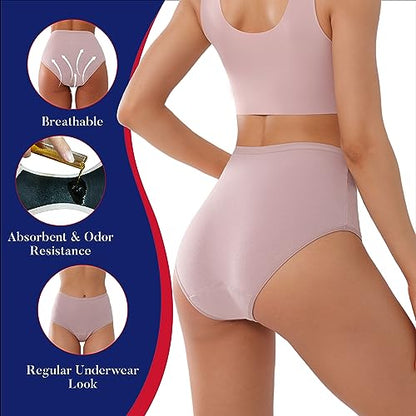 High Rise Incontinence Underwear for Women Leak Proof Panties 2 Pack - color: Dusk, size: Small