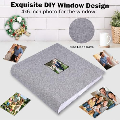 Photo Album 4x6 Vertical 600 Photos with Writing Space, Grey - color: Grey