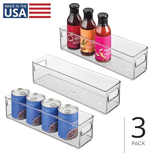 iDesign Stackable Fridge Bin with Handles, Set of 3, Clear - style: Pack of 3