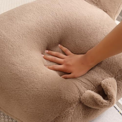 Large Plush Backrest Pillow for Sitting in Bed,Faux Fur,Khaki - color: Khaki, size: Large(19")