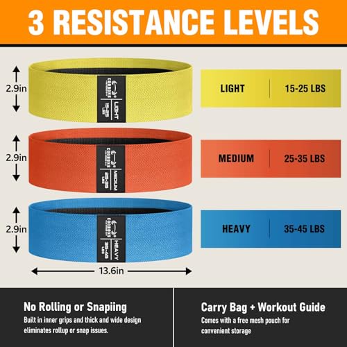 Fabric Resistance Bands for Working Out - color: Yellow