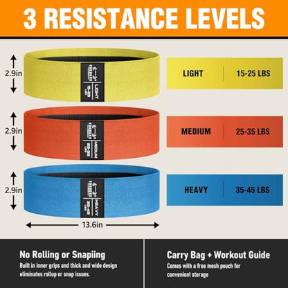 Fabric Resistance Bands for Working Out - color: Yellow
