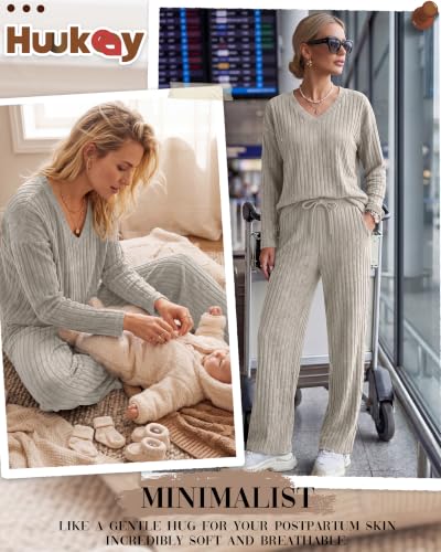 Huukeay 2 Piece Postpartum Nursing Sets - color: Apricot, size: X-Large