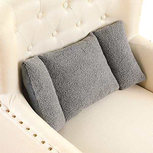 Queekay Fleece Lumbar Support Pillow 3 Section for Office Chair, Gray - color: Gray