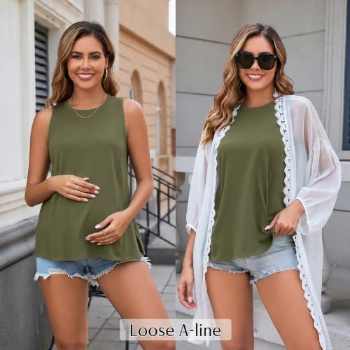 Ecavus 3-Pack Nursing Tank Tops, Hidden Zippers Breastfeeding Shirts - color: Black+charcoal+heathergreen, size: Large