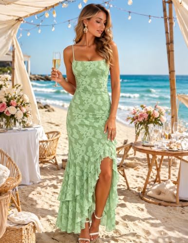 Kaximil Women's Floral Mermaid Cocktail Wedding Guest Maxi Dress - color: Sage Green, size: Large