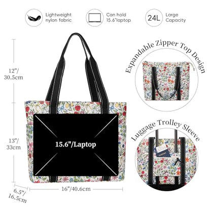 Tote Bag for Women with LaptopCompartment & Cup Holder - color: Bow Meadow