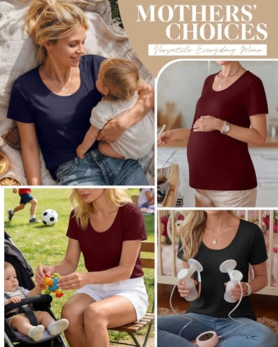 Huukeay 3 Pack Women's Nursing Shirts - color: Black, Navy Blue, Burgundy, size: X-Large