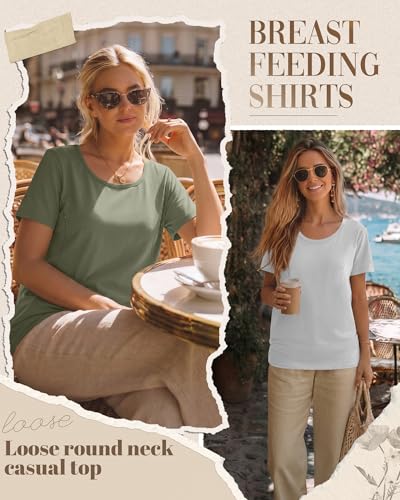 Ficerd 4 Pack Women's Maternity Nursing Shirts - color: Army Green, White, Light Gray, Black, size: X-Large