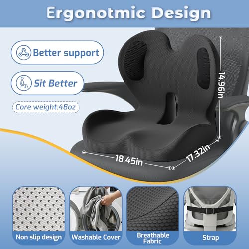 Seat Cushion,Memory Foam Chair Cushion for Office and Car - color: Black
