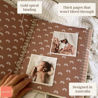 Peachly Unisex Baby Memory Book - First Year Baby Book Keepsake - Charlie - color: Charlie