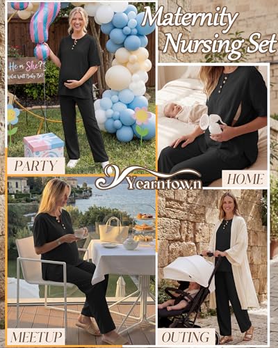 Women Maternity Nursing Set - color: Black, size: Large