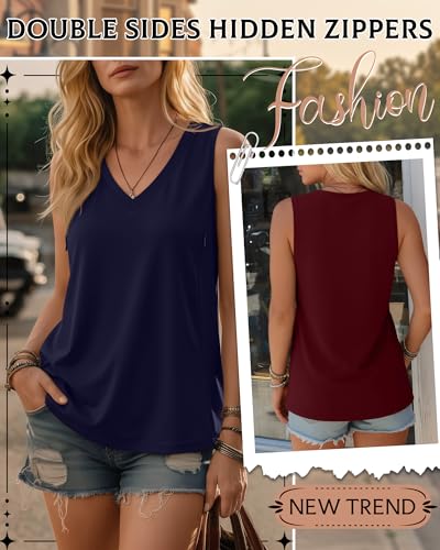 4 Pack Womens Nursing Tank Tops - color: Black, White, Navy, Burgundy, size: Large
