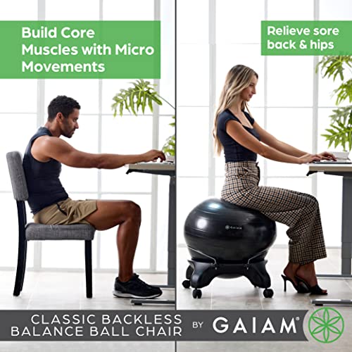 Gaiam Classic Backless Balance Ball Chair, Charcoal - color: Charcoal, style: Backless