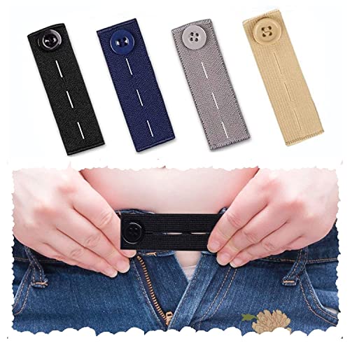 4 Pack Premium Elastic Waist Extenders - Adjustable Button Extender for Maternity & Casual Pants